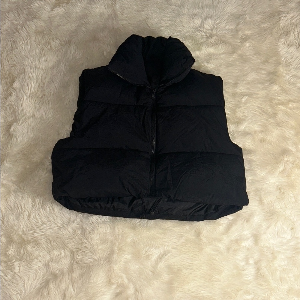 Cropped Black Women's Puffer Vest